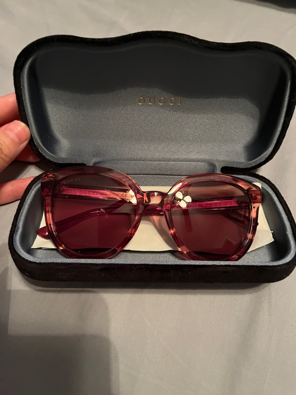 Gucci Burgundy Crystal Cat-Eye Sunglasses - Picture 7 of 9